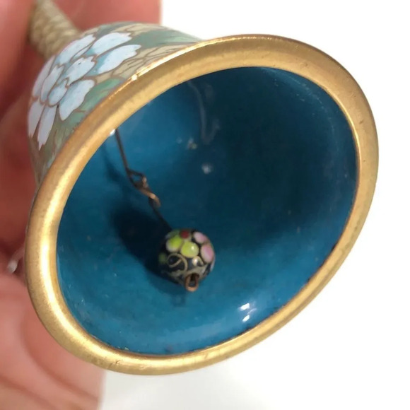Vintage Small Floral Motif Cloisonne Bell - Picture 6 of 10